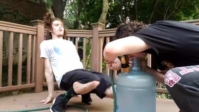 My homemade hosefed 5 gallon grav bong we call "Fatman" is an actual milking machine. I couldn't believe how fast it sucked down that dab.
