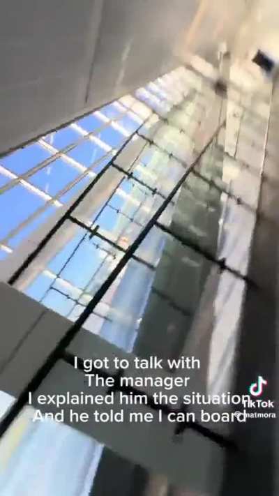 Main character refuses to pay an extra fee for his skateboard because he thinks they should register it as a "mobility assistance vehicle" and sprints to the plane via the emergency exit and triggers the alarms