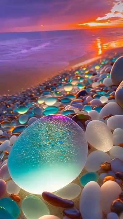 Glowing Stones on a beach