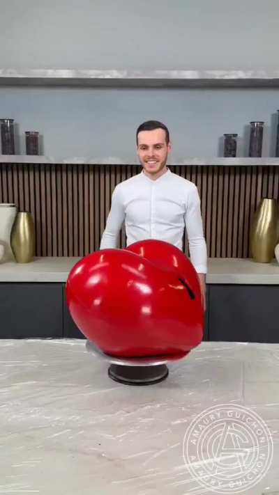 French-Swiss pastry chef and chocolatier Amaury Guichon making chocolate sculptures.