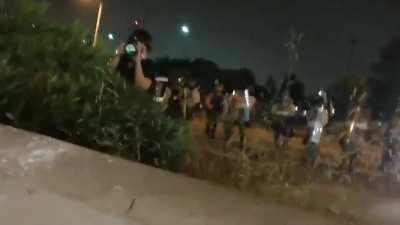 LASD unleashes a barrage of pepperballs.