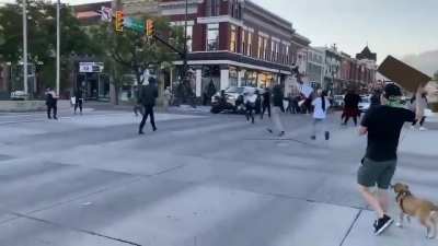 "Peaceful" BLM protestors/rioters illegally block driver trying to escape, one BLMer shoots and injures driver