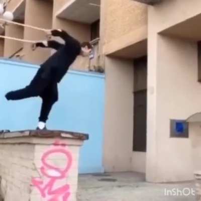 Doing parkour in crutches