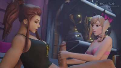 D.va giving Futa Brigitte a handjob (Sound Update) (Dreamrider) [Overwatch]