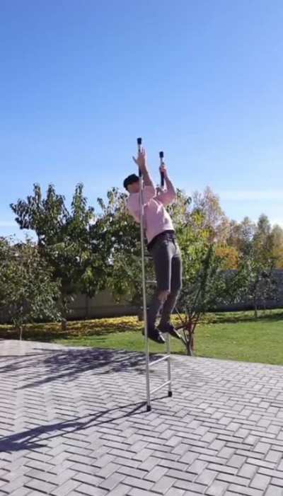 Ladder Man. Bender of physics and denier of gravity