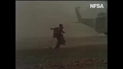 Vietnam 1966, Australian soldiers evacuating on Huey's from the battlefield and returning to base.