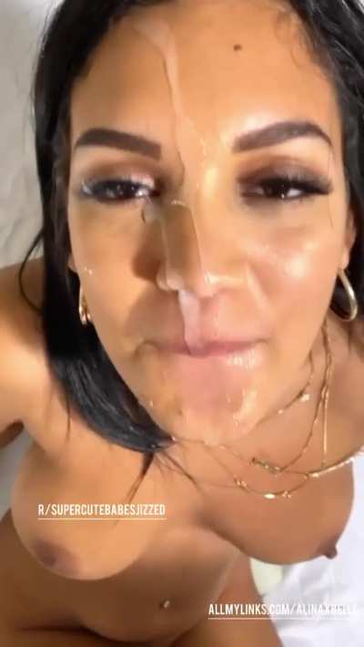 Sultry Pornstar Alina Belle Takes a Sexy Facial &amp;amp; Smiles 👌