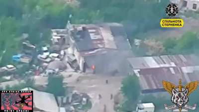 Ukrainian kamikaze drone strikes on a Russian "Osa" SAM system in Lysychansk, June 2024 (at 48.9015, 38.4279)