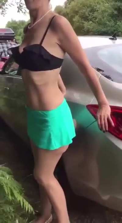 Nothing to see here, just leaning on my car