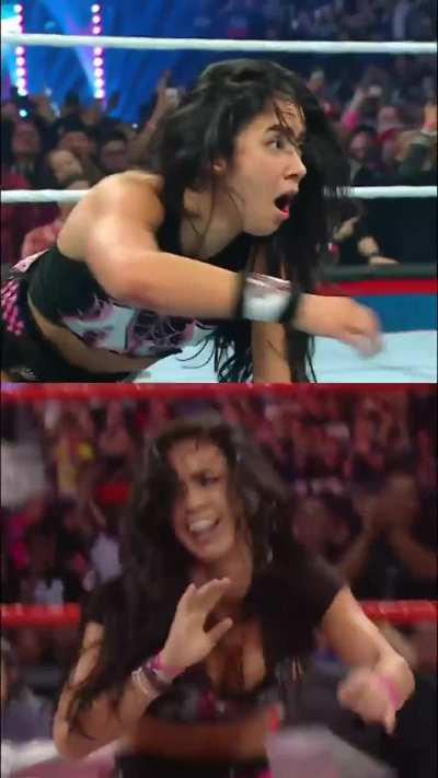 AJ Lee winning her first and latest championship belt