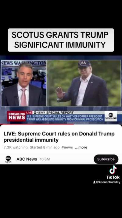 Democracy Just Died: SCOTUS Rules Trump has partial immunity for &ldquo;official&rdquo; acts. 