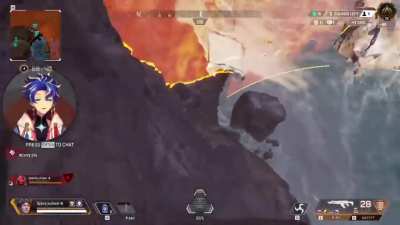 Astel yells that Apex is "really fun and the best!" as he falls off a cliffside while healing and not paying attention to where he was going