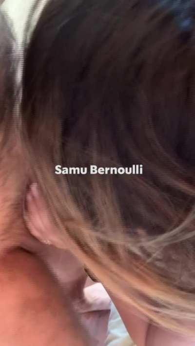 The perfect view of this sexy Asian hotwife eating it in while her husband watches from the side