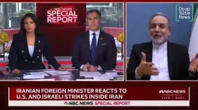 Iranian Foreign Minister reacts to US and Israeli strikes inside Iran NBC: “Are you committing your missiles won’t have the capability to reach America?” Iranian FM: “Yes.” NBC: “Then why are you bombing our bases?” Iranian FM: “Because they’re attacking 