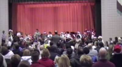 School band plays jingle bells