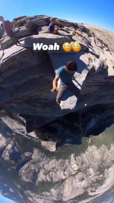 this guy trusts the ledge more than I trust my friends.
