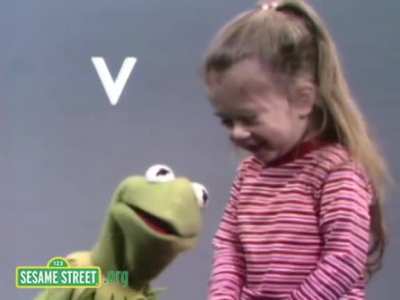 Kermit the Frog sings the Alphabet with (and keeps getting cutely interrupted by) a little girl named Joey Calvan on "Sesame Street", in a segment that aired 50 years ago today in 1972