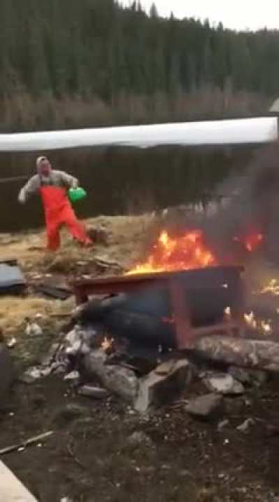 Regrets trying to blow the fire out
