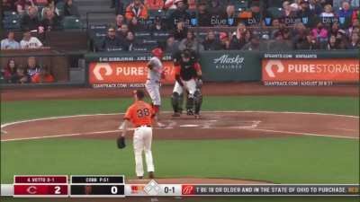 Joey Votto with one of the more audible expletives of the season last night, right after a fan yells "Jesus loves you"