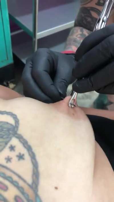 NSFW - (f) nipple piercing. Ouch! Worth it!