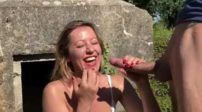 French girl laughing