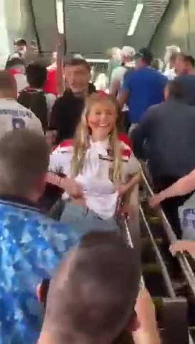 English girl shows her boobs after England win in the world cup