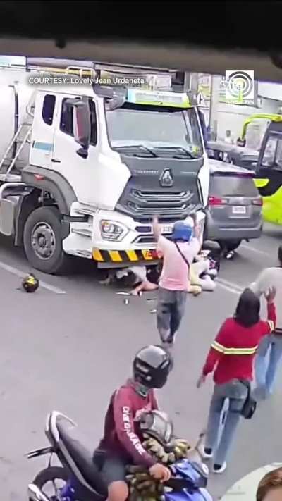 Why not cut across a truck's blind spot!
