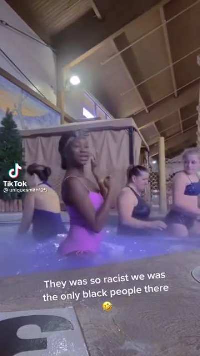 Accusing people of being racist because they don't want to be filmed while sitting in a hottub two feet away from someone twerking