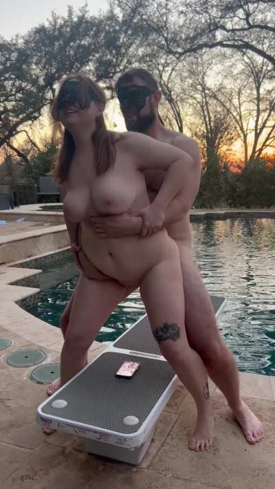 Next to the pool at sunset, doesn&rsquo;t get much better