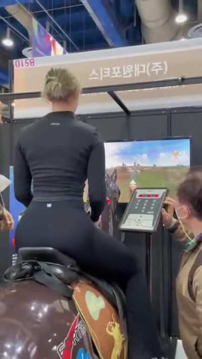 This machine lets her practise horse riding all she wants