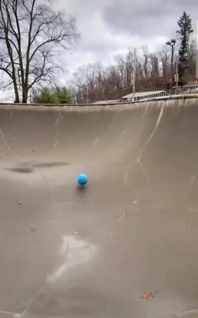 Bowling balls at the skate park.