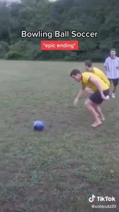 Football with bowling ball *pain intensifies*