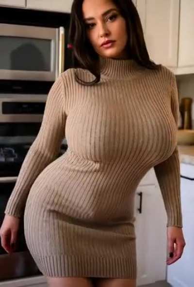 MILF in a sweater dress