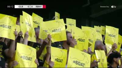 Crew fans honor Nagbe by holding up "6OAT" signs in the 6' of Nagbe's final MLS regular season match