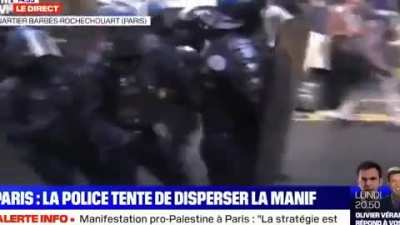 People in Paris wanted to show solidarity with Palestinians. The demonstration hasn't started yet the police is already repressing it.