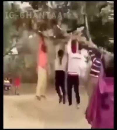 Tree branch catapults bunch of guys