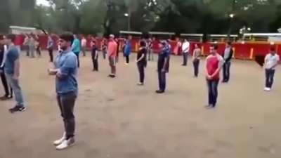 Teacher shows that a bull in a square of people doesn&rsquo;t attack unless threatened&mdash; the bull wins this moral argument