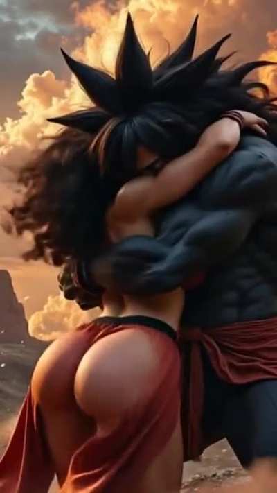Girl in a tight bearhug - AI generated