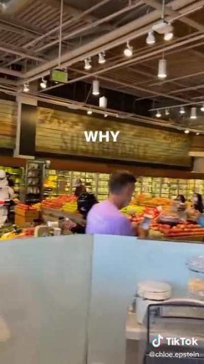 Even the dark side has to shop for food occasionally.