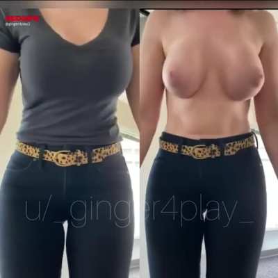 I cant resist flashing these tits at work