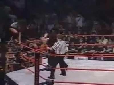 Gail Kim crotched on the top rope by Traci Brooks