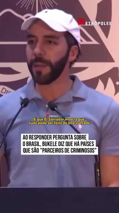 Presidente de El Salvador comenta sobre o Brasil "h&aacute; pa&iacute;ses que s&atilde;o parceiros de criminosos&rdquo;. Ele tamb&eacute;m afirma que ao conversar com Lula, o brasileiro n&atilde;o conversou sobre seguran&ccedil;a p&uacute;blica.