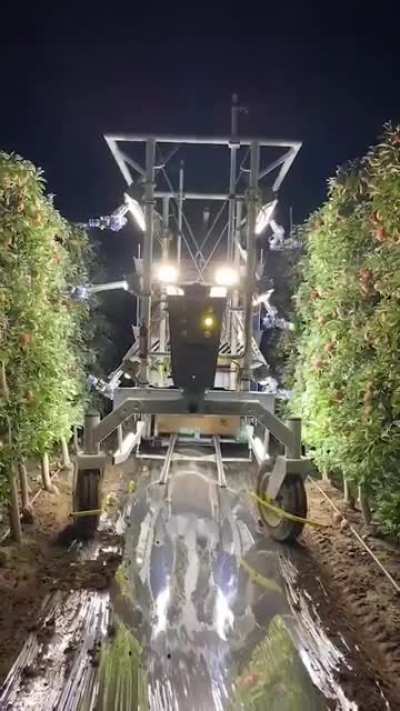 Robotic apple harvester in action