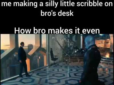 Bro annihilated my desk over a scribble 💀