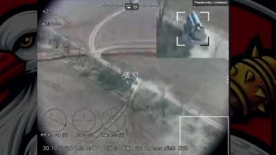 Footage of the Bulava drone paired with the Stork from Deviro, where the Stork plays the role of a scout / repeater, and the Bulava hits Russian equipment.