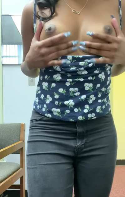 Love showing off my boobs at work