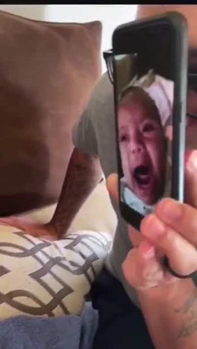 They are showing her a clip of how she is when crying..