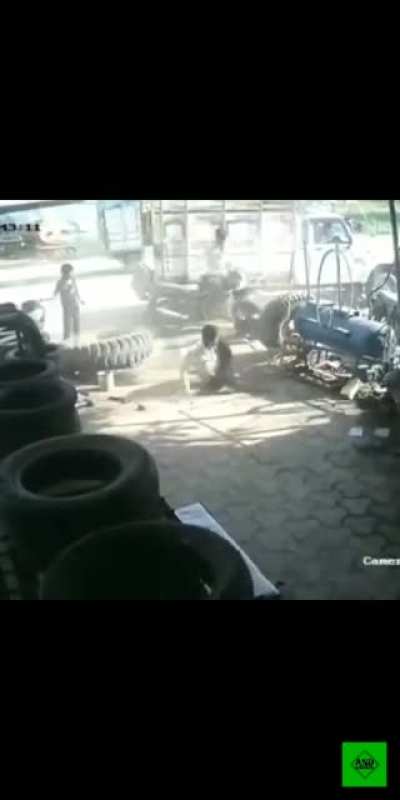 What happens when a tractor tire explode.