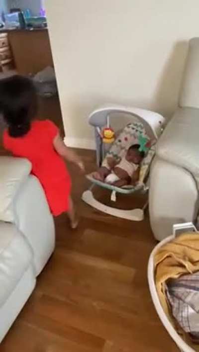 Very cute. Just don&rsquo;t let her see you taping her.