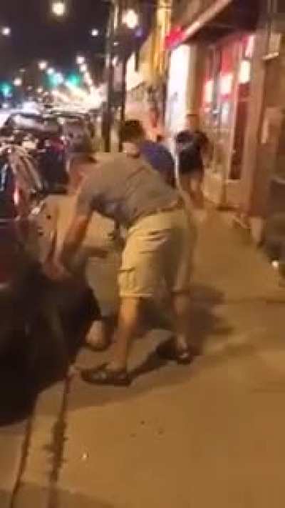 2 men attacking a man with no friends🙄😉